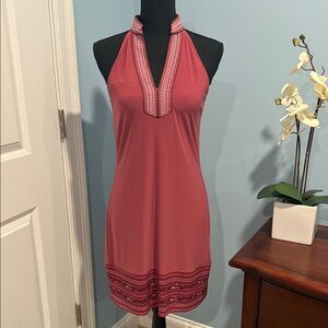 White House Black Market Rose Halter Midi Dress